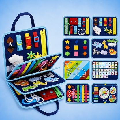 Bimboloo - Montessori Busy Board – 7-in-1 Lernspielzeug für Kleinkinder
